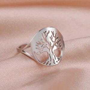 Bague Arbre de Vie en Acier Inoxydable élégante et Symbolique