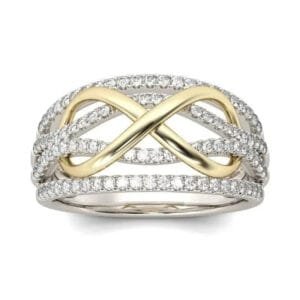 Bague Brillante avec Symbole de L’amour Infini en Alliage de Zinc