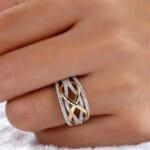 Bague Brillante avec Symbole de L’amour Infini en Alliage de Zinc