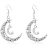 Boucles D’oreilles Croissant de Lune en Métal Argenté élégantes