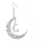 Boucles D’oreilles Croissant de Lune en Métal Argenté élégantes