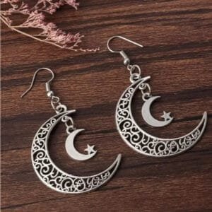 Boucles D’oreilles Croissant de Lune en Métal Argenté élégantes