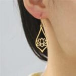 Boucles D’oreilles Lotus en Métal - Goutte D’eau et épanouissement Spirituel