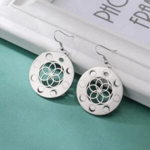 Boucles D’oreilles Rondes en Acier Inoxydable avec Mandalas élégants