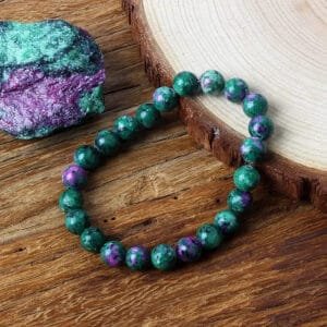 Bracelet Artisanal en Perles D’épidote Vertes et Violettes