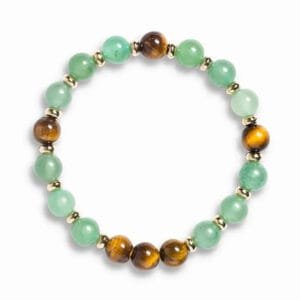 Bracelet Artisanal en Pierre Naturelle Aventurine et Tigre Marron