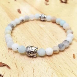 Bracelet Bouddhiste Tibétain en Amazonite Zen pour Apaiser L’esprit