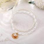 Bracelet de Cheville en Perles Rondes avec Chaîne D’extension élégante