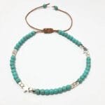 Bracelet de Cheville en Perles Turquoises avec étoile et Chaîne D’extension