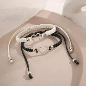 Bracelet de Couple Ajustable en Cœur pour Montrer votre Amour Durable