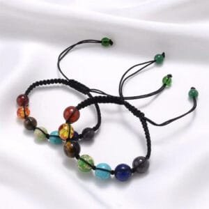 Bracelet des 7 Chakras en Tissu Tressé pour équilibre émotionnel