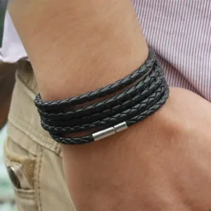 Bracelet en Cuir Homme Style Rétro en Qualité Supérieure