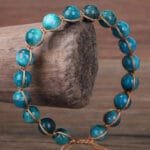 Bracelet en Perles D’apatite Bleue Artisanales et élégantes