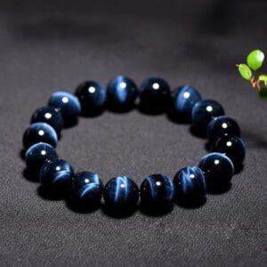 Bracelet en Perles D’œil de Tigre pour Homme 21 Cm de Style Unique