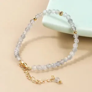 Bracelet en Pierre de Lune Grise à Facettes Naturelles élégant 2 Bracelet en Pierre de Lune Grise à Facettes Naturelles élégant