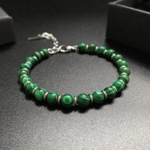 Bracelet Homme en Pierre Naturelle Malachite - 21 Cm