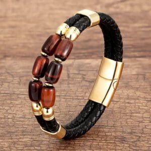 Bracelet œil de Tigre Naturel pour Hommes - Design élégant