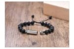Bracelet Perles Homme en Pierre de Lave et Acier Inoxydable