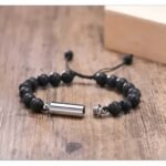 Bracelet Perles Homme en Pierre de Lave et Acier Inoxydable