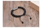 Bracelet Perles Homme en Pierre de Lave et Acier Inoxydable