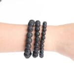 Bracelet Pierre de Lave Noire pour un Style Masculin élégant