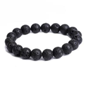 Bracelet Pierre de Lave Noire pour un Style Masculin élégant