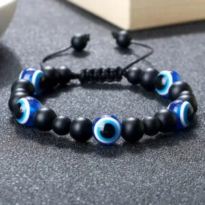 Bracelet Pierre de Lave Oeil Protecteur en Pierre Volcanique