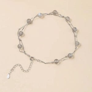 Bracelet Pierre de Lune Grise Naturelle pour Cheville