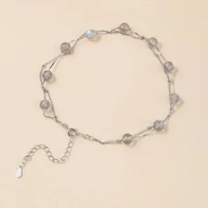 Bracelet Pierre de Lune Grise Naturelle pour Cheville