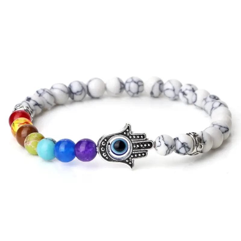 Bracelet Vintage Sept Chakras en Howlite et Pierres Multicolores