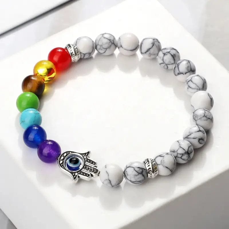 Bracelet Vintage Sept Chakras en Howlite et Pierres Multicolores