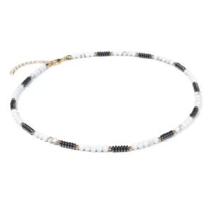 collier en pierre naturelle howlite bleu ou blanc elegant et raffine 195