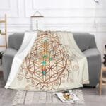 Plaid Doux Beige avec Motifs de Mandalas pour un Intérieur Apaisant