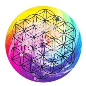 Plaque énergisante Design Fleur de Vie Multicolore pour votre Espace