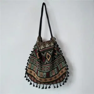 Sac à Bandoulière Femme Bohème à Franges 43 Cm en Polyester