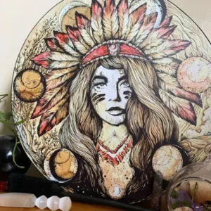 Tambour Chamanique Mère Nature 25 Cm pour Méditation Apaisante 1 Tambour Chamanique Mère Nature 25 Cm pour Méditation Apaisante