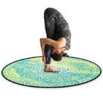 Tapis de Méditation Rond avec Mandalas Imprimés en Vert