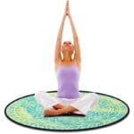 Tapis de Méditation Rond avec Mandalas Imprimés en Vert